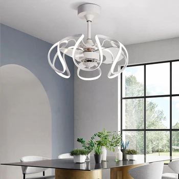 Светодиодная художественная люстра Подвесной светильник Потолочный вентилятор со светлым декором для гостиной, декор для спальни с дистанционным управлением, столовая в помещении