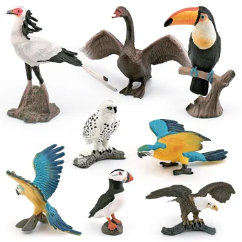Имитация белоголового филина, пеликана, попугая, лебедя, птиц, ручная роспись, игрушечная фигурка для детской коллекции, научно-развивающие игрушки