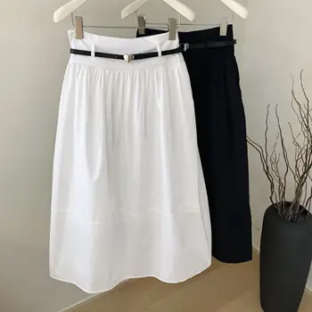 Лаури Лаки, Новая женская юбка трапециевидной формы с высокой талией, винтажная однотонная длинная юбка для вечеринок, осень-весна 2023 г.