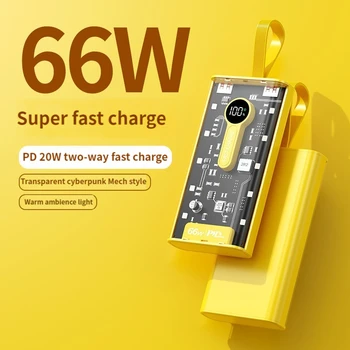 66 Вт Сверхбыстрая зарядка Power Bank 20000 мАч Портативное быстрое зарядное устройство для iPhone Samsung Xiaomi Вспомогательный аккумулятор