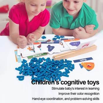 Развивающая игрушка для раннего развития Деревянная игра в виде спичек с буквами, подбирающая сортировка, когнитивное развитие, детский сад, дошкольные учебные мероприятия.