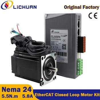 Lichuan 5.5N.M Nema 24 Ethercat Комплект Драйверов Шагового двигателя с замкнутым контуром CNC CL3-E57H + LC602127 Для Гравировального Станка 3D-принтера