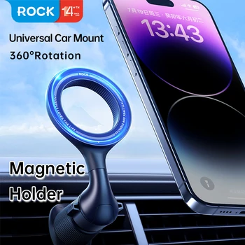 Магнитный держатель телефона ROCK, вращающийся на 360 градусов, Универсальное Автомобильное крепление, Устойчивый Автомобильный держатель телефона с сильным магнитом