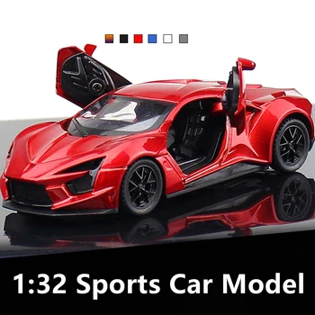 1:32 Модель спортивного автомобиля из сплава Lykan Hypersport, изготовленная на заказ, Металлические игрушечные транспортные средства, модель автомобиля с высокой имитацией, подарки