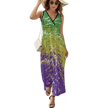 Платье без рукавов Mardi Gras King Cake пляжные платья тренд женской одежды 2023 длинные платья для женщин