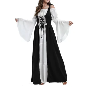 Средневековое платье на Хэллоуин, женское платье в стиле Ренессанс, готическое, длинное, Макси, ретро, платье в викторианском стиле, бальное платье на шнуровке, большие размеры