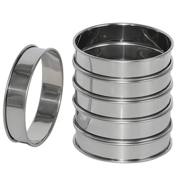 6 Упаковок 4-дюймовых двойных колец для английских маффинов, колец для пышек из нержавеющей стали, Колец для пирогов, круглых