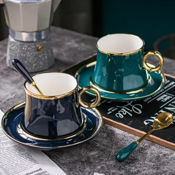 В европейском стиле, Маленькая роскошная Простая керамическая кофейная кружка из золотой фольги, Цветочный Чай в средиземноморском стиле, Послеобеденная чашка для черного чая