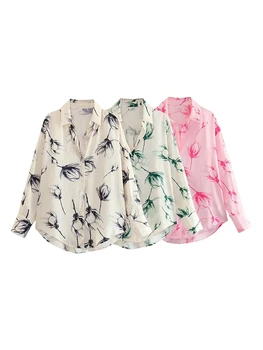 Женская рубашка Рубашки с цветочным принтом Для женщин Повседневные блузки на пуговицах Женские летние рубашки с длинным рукавом И блузки Топы