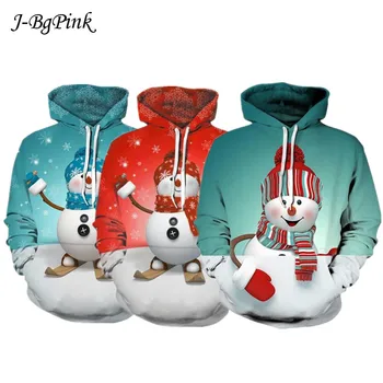 2022 Стильный Унисекс, мужчины, Женщины, Санта-Клаус, Рождественская Новинка, Уродливый Рождественский Снеговик, 3D Свитер, свитер с капюшоном, теплый свитер