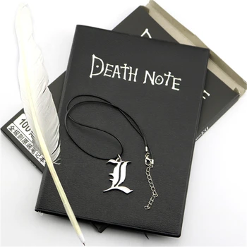 Набор блокнотов Death Note из аниме формата А5, кожаный журнал и ожерелье, блокнот с перьевой ручкой, блокнот Death Note в подарок