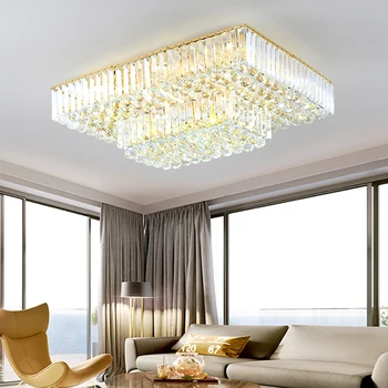 2023 Новые светодиодные потолочные светильники, прямоугольные Современные хрустальные потолочные люстры для декора гостиной, домашние роскошные люстры-плафоны
