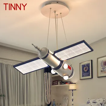 Космический корабль жестяным светильник детский подвесной светодиодный творческий мода мультфильм свет для детская комната детский сад затемнения дистанционного управления