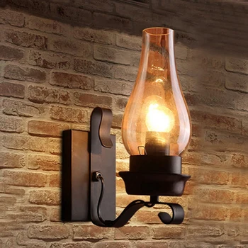 Винтажный настенный светильник в деревенском стиле из стекла и декоративной лампы для спальни (не содержит лампочек)