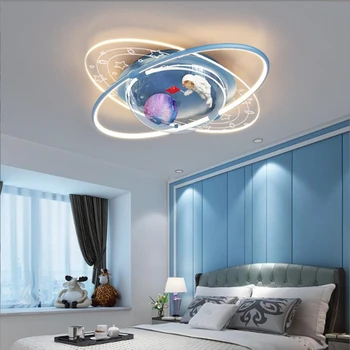 Люстра Space Planet, Декоративные Светильники для помещений, Современный Потолочный светильник для детской спальни, Креативный Интеллектуальный светодиодный светильник