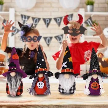 Цилиндр на Хэллоуин, ведьма, карлик, кукла-гном, украшения, милый мультяшный карлик, эльф, домашний декор, декор для домашней вечеринки на Хэллоуин, подарок на Хэллоуин
