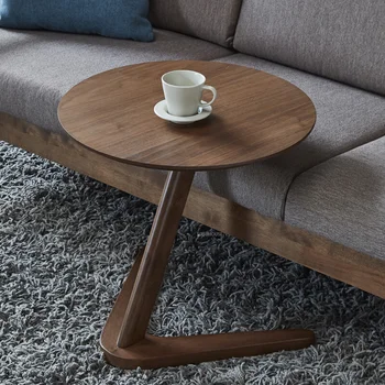 Журнальный столик из массива дерева для гостиной, мебель для дома, многофункциональный диван, приставной столик, Угловые столики, Ореховый Маленький круглый столик