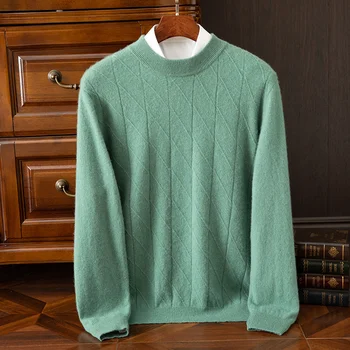 Высококачественный кашемировый свитер, Мужской Зимний повседневный Толстый теплый пуловер с круглым вырезом, мужские вязаные жаккардовые свитера, пуловеры