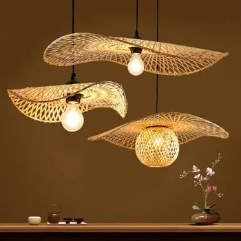ZK50 Креативный бамбуковый подвесной светильник ручной работы, Диаметр 35/45/55 см, Декоративное потолочное освещение, ресторан, Бамбуковая художественная лампа E27