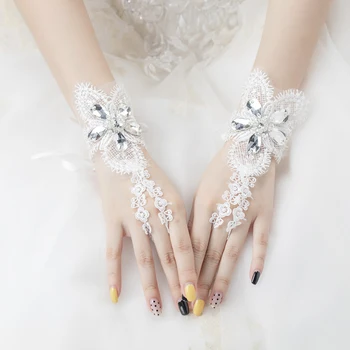 Свадебные перчатки, Новое эластичное свадебное кружево, Белые кружевные аксессуары, свадебные короткие сетчатые перчатки