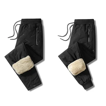 Модные повседневные брюки из овечьего флиса, мужские утепленные спортивные брюки из флиса, Ветрозащитные теплые леггинсы, прямые брюки для верхней одежды