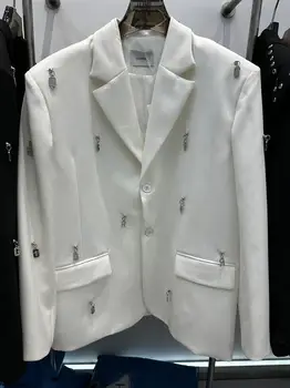 TD9032 Модные мужские пальто и куртки из полупрозрачной жаккардовой сетки для подиума 2023 года, новый летний свободный костюм в китайском стиле на шнуровке.
