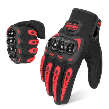 Черные, красные, летние, весенние, MTB Велосипедные, мотоциклетные перчатки, дышащие защитные перчатки для бездорожья с сенсорным экраном на костяшках пальцев