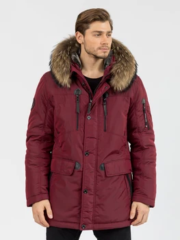 Зимняя куртка Nortfolk мужская толстая теплая парка со съемной отделкой из натурального меха на капюшоне и трикотажных манжетах