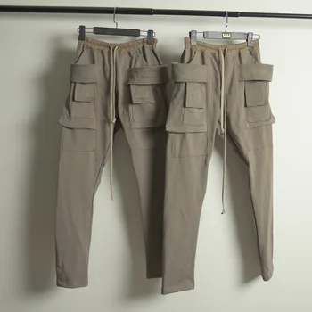 Мужские брюки для хай-стрит Rick Хлопковые мужские брюки Брюки-карго с завязками во всю длину Мужская одежда Owens