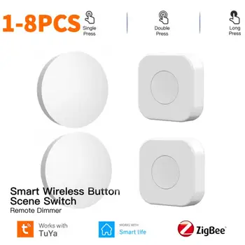 Tuya Zigbee Smart Scene Switch Мини-беспроводной кнопочный переключатель, управление несколькими сценами, дистанционный диммер в одно касание для Smart Life