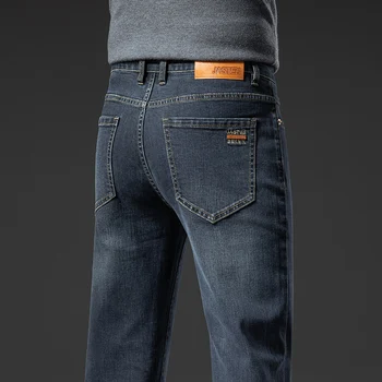 Мужские прямые джинсы 2023 Весна Осень Новые Классические Деловые Повседневные хлопчатобумажные брюки Удобные Простые джинсовые брюки