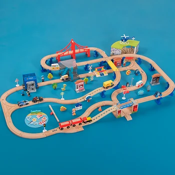 Детская машинка-гусеница, набор рельсов для маленького поезда, деревянная электрическая игрушка-головоломка, сборка для мальчиков и производство звука