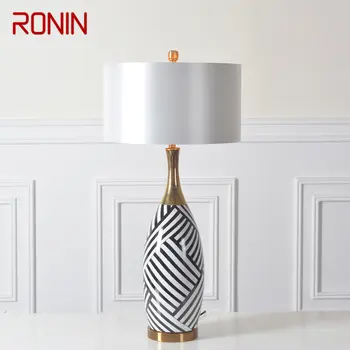 Настольная лампа RONIN Creative Ceramics, современный дизайн в полоску, американская прикроватная лампа, Светодиодная для дома, гостиной, спальни