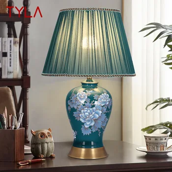 Современная настольная лампа TYLA LED Creative Touch с регулируемой яркостью, настольная лампа из синей керамики с регулируемой яркостью для домашнего декора гостиной Спальни