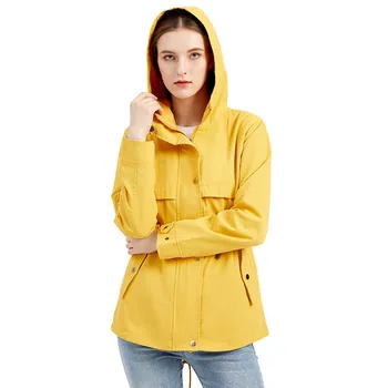 2023 Тренч с капюшоном, женская демисезонная уличная непромокаемая верхняя одежда, Тонкая ветровка большого размера, плащ на шнурке, тонкое пальто