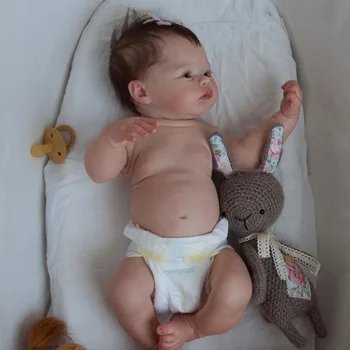 18 дюймов полное тело винил Reborn детские куклы реалистичные новорожденного ребенка Лугу размер реальной картины ручной работы, корень видимые вены волос 