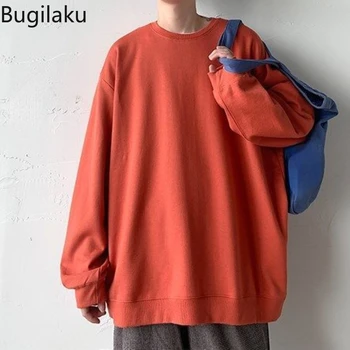 Круглый вырез из хлопка Бугилаку в гонконгском стиле, однотонный трендовый свитер, универсальная куртка корейской версии для мужчин и женщин.