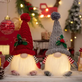 Светящийся рождественский гномик, безликая кукла, Веселые рождественские украшения для дома, Рождественский орнамент, Рождественский подарок, Новый год 2024 Navidad