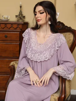 2023 Женская ночная рубашка с кружевными оборками в стиле Лолиты, сказочные винтажные ночные рубашки принцессы, пижамы, пижамы в викторианском стиле, ночная одежда для дам