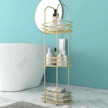 Скандинавский многослойный стеллаж для ванной комнаты, напольный металлический неувядающий золотой стеллаж для хранения, кованое железо, водонепроницаемая полка для хранения 30 * 20 * 90 см