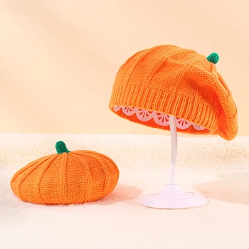 Украшение Хэллоуина, берет в виде тыквы, 2023 Осенне-зимняя вязаная шапка для родителей и детей, теплая вязаная шапка Belle, шляпы для вечеринок на Хэллоуин