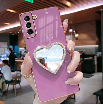 Для Samsung A54 5G Роскошное Покрытие Love Heart Зеркальный Чехол Для телефона Samsung A04S A14 A32 A52 A52S A13 A23 A33 A53 A54 Мягкий Чехол
