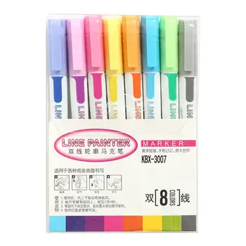 8 цветных двухлинейных маркеров Контурные ручки для DIY Scrapbooking Journal L21D