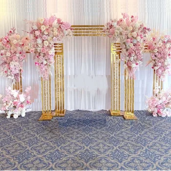 3 ШТ., блестящая свадебная арка, золотой металлический каркас, реквизит, подставка для цветов, витрина торгового центра, добро пожаловать, дверь, украшение фона на стене.
