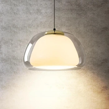 Креативный Желейный подвесной светильник Nordic Design Ресторанный Кухонный светильник E27 Прозрачная и молочно-белая Двухслойная стеклянная люстра