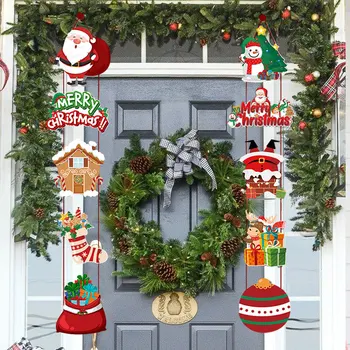 1 комплект С Рождеством Христовым Дверной Подвесной Баннер Санта Клаус Снеговик Двустишие Navidad 2023 Рождество 2024 Ноэль Вечерние Украшения Дома