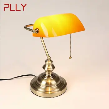 Настольная лампа PLLY в европейском стиле Простой дизайн Светодиодная настольная лампа из желтого стекла в стиле ретро для домашнего кабинета, офиса, спальни