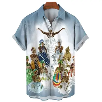Винтажные мужские рубашки с 3D принтом Umbanda, дизайнерская модная мужская одежда с коротким рукавом, топы, свободные рубашки и блузки больших размеров