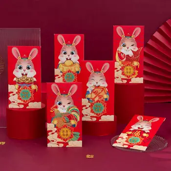 Креативный красный конверт с наилучшими пожеланиями, весенний фестиваль 2023, подарочные украшения на китайский Новый год, классический мультяшный кролик Lucky Pocket.