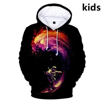 Space Galaxy Surfer, толстовка с 3D принтом, пуловеры в стиле харадзюку для мальчиков и девочек, детская одежда с героями мультфильмов, топы, детские толстовки